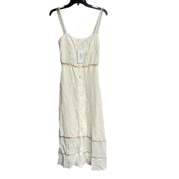 New Reformation Wynton Lace Midi Dress in Ivory - Picture 2 of 10